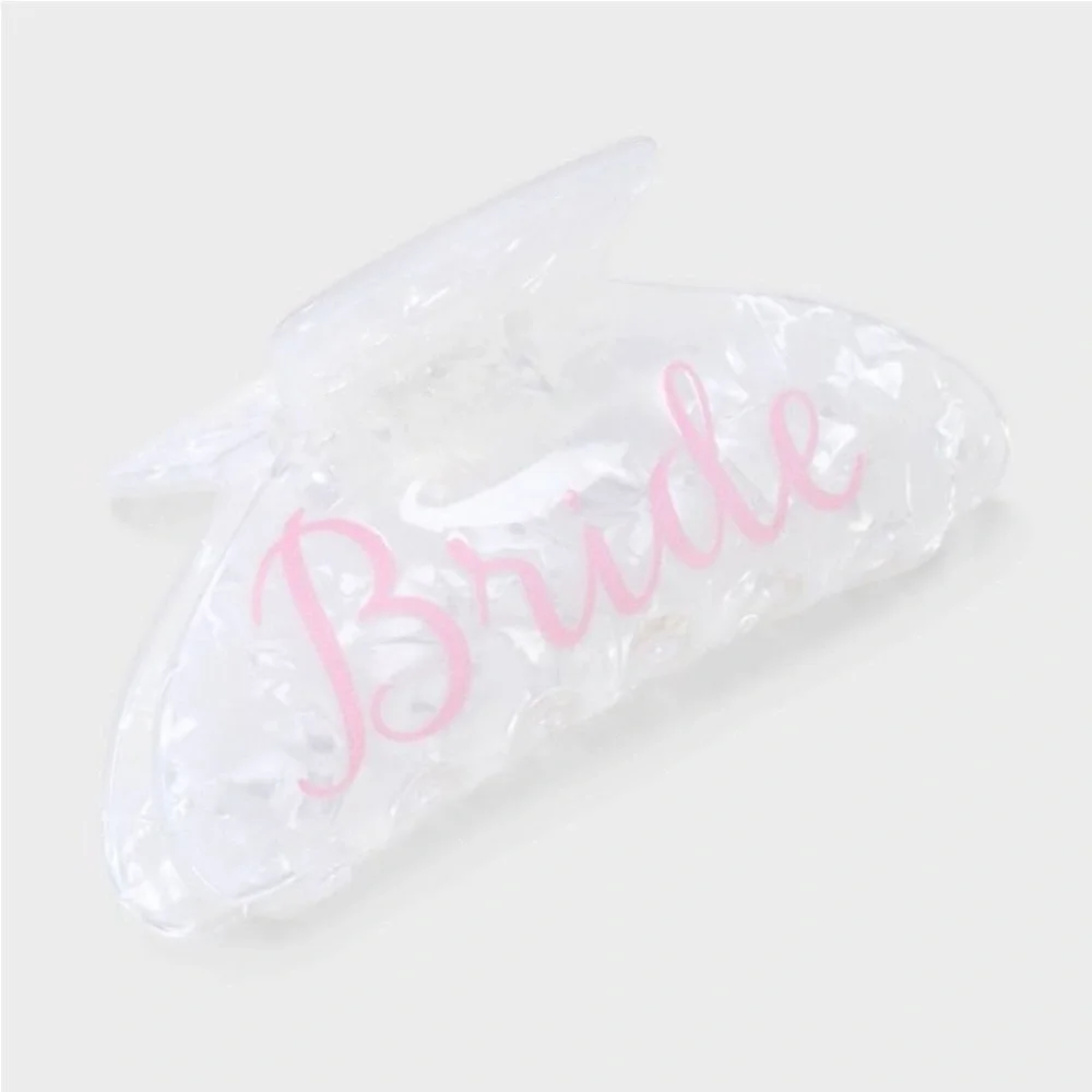 NWT White Bridal claw clip with Pink BRIDE detail